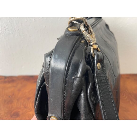 VTG Franco Godi Italia Black Crocodile Embossed Leather Satchel Style Handbag - Picture 11 of 16